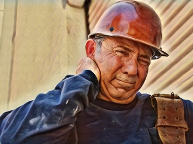 Construction worker with physical injury to the neck and back.