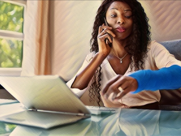 Broken Arm Injured Worker Compensation Coverage. Using Office Laptop