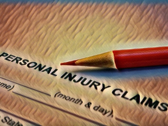 Personal injury claim form with red pencil