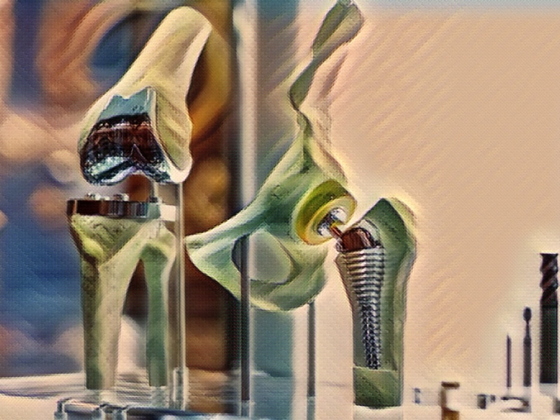 Modern knee and hip prosthesis made by cad engineer and manufactured by 3d printing
