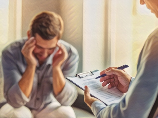 Man at the psychotherapist