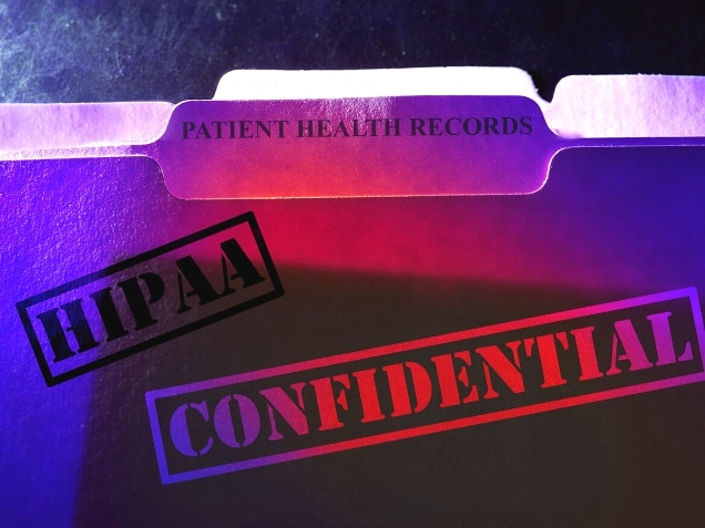 Confidential patient health records HIPAA folders