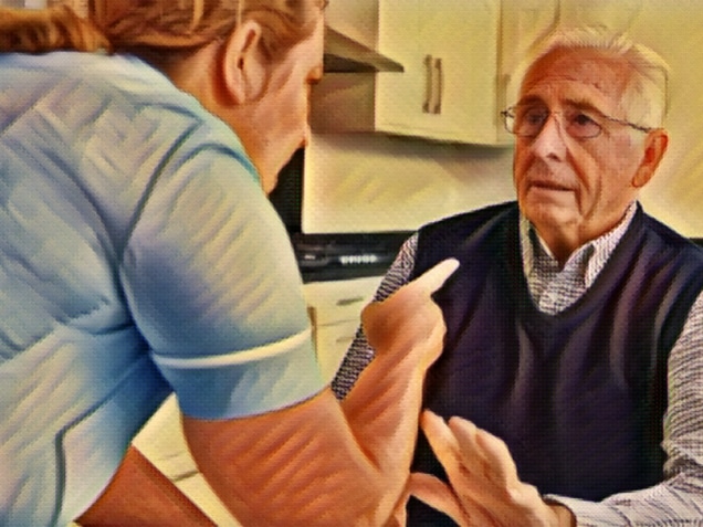 Care Worker Mistreating Elderly Man