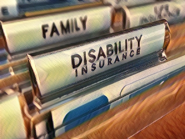 File with focus on the text Disability insurance and blur effect. Concept of individual protection