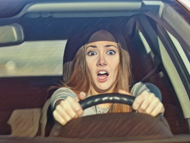 Scared driver before an accident. Social Security Disability After a Car Accident concept