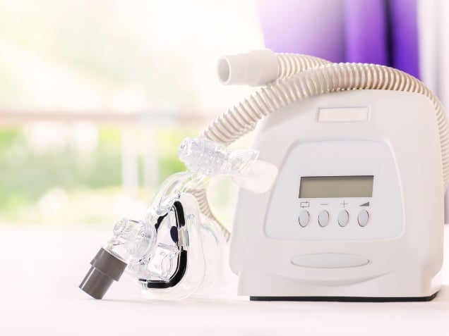 sleep apnea therapy, CPAP machine with mask and hose