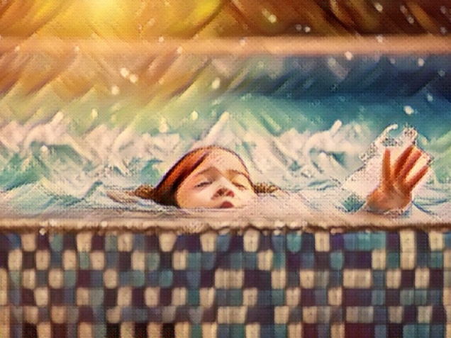 Baby girl drowning in pool.