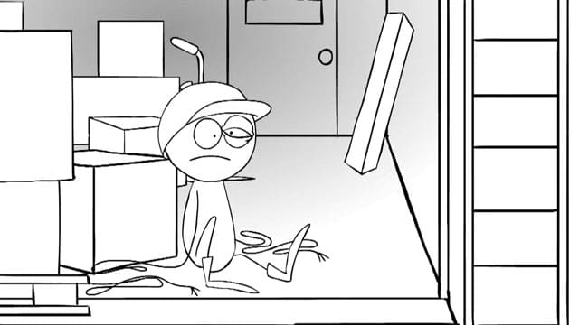 stickman cartoon tired worker