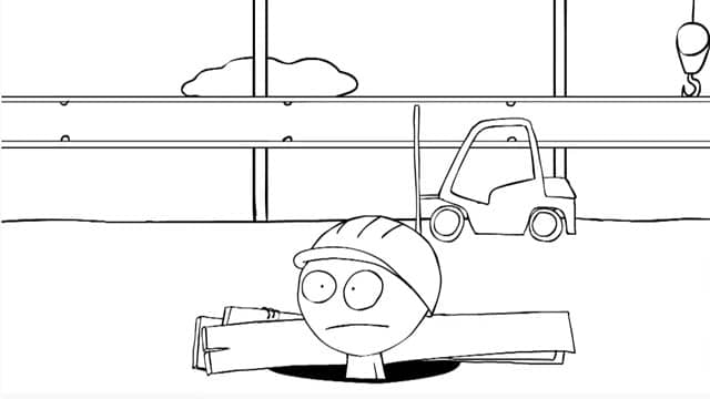 stickman worker and manhole