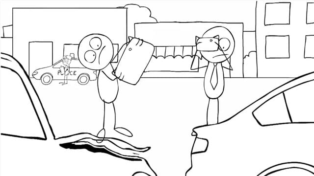 Cartoon doodle stickman taking images with a camera