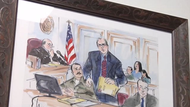 Courtroom hearing sketch