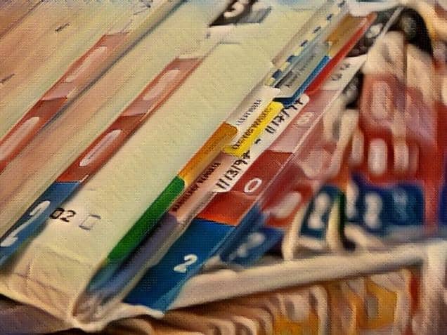stack of folders of medical records