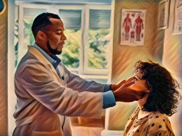 Close up of a doctor doing a medical exam on his patient