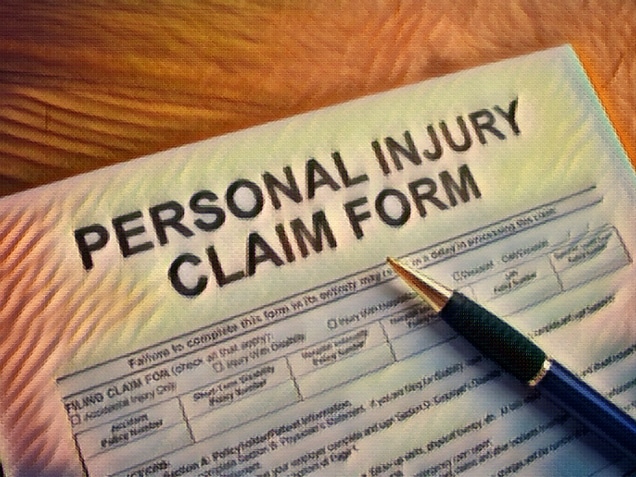 a personal injury claim form document with pen on top