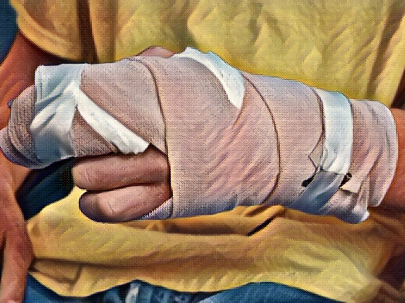 Teenager with hand injury