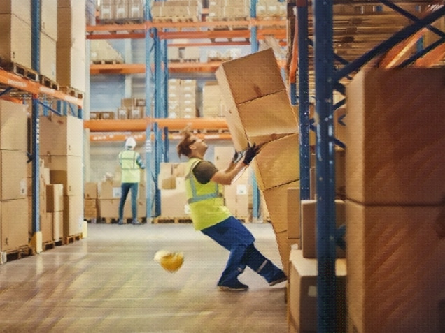 Shot of a Warehouse Worker Has Work Related Accident