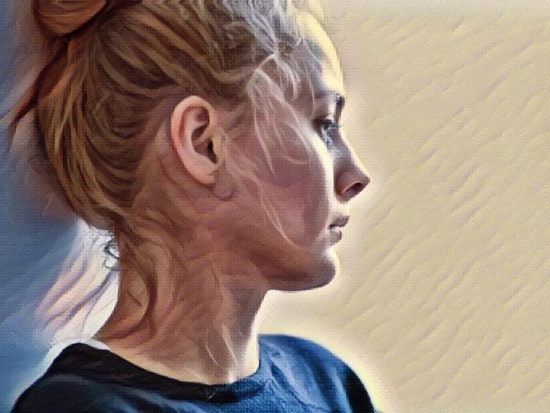Portrait of a young female with mental problems