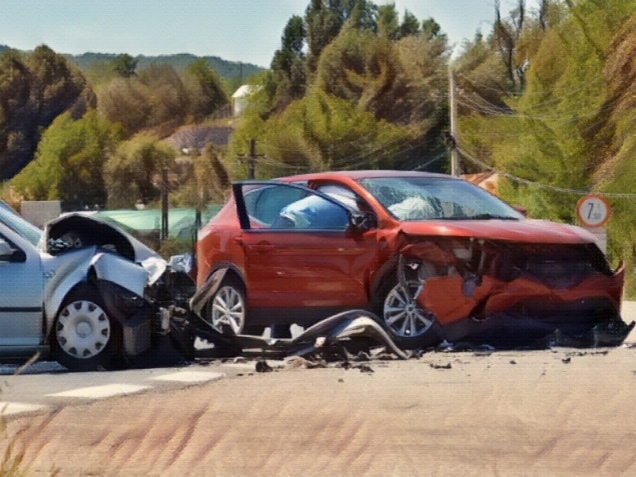 Crash where two cars are involved
