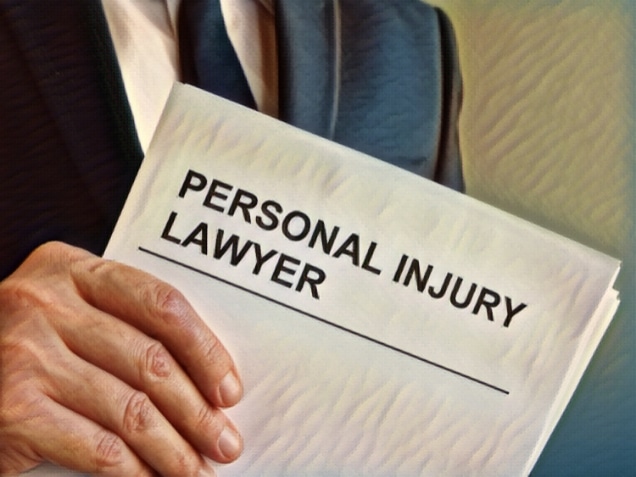 Personal injury lawyer with clipboard and law.