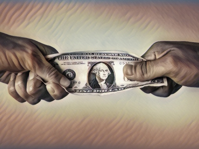 People fighting over money