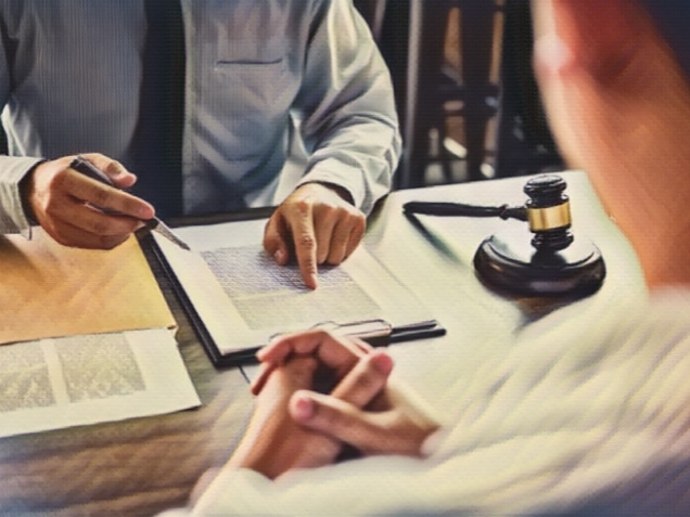 Businessman and Male lawyer or judge consult having team meeting with client