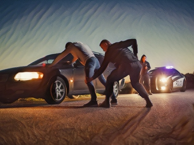 Policeman Performing a Pat-Down Search. Facts about police brutality concept
