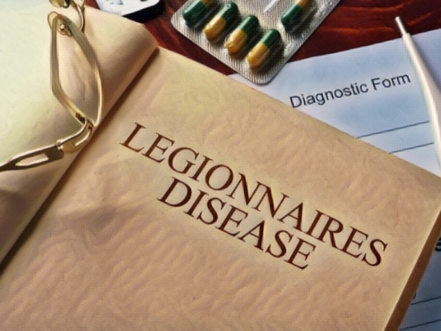 Book with diagnosis legionnaires disease. Concept of symptoms of legionnaires' disease