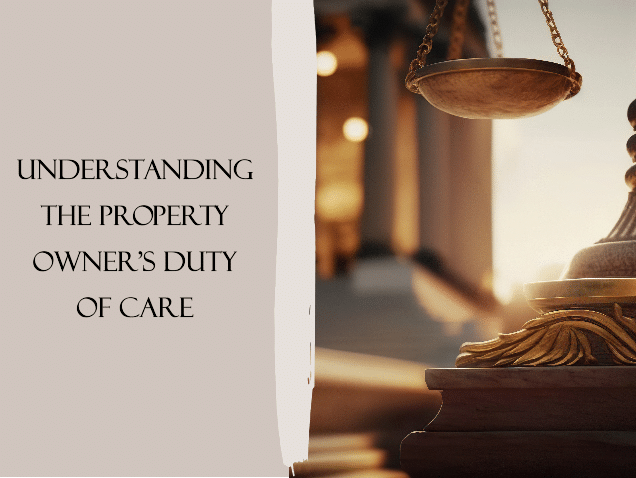 Scales of Justice on background of Court Hall. Understanding the Property Owner’s Duty of Care concept