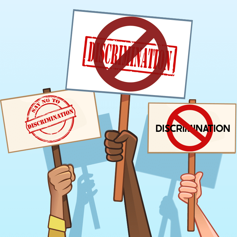 Protest signs against discrimination